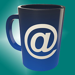 Image showing E-mail Coffee Cup Shows Internet Caf? Shop