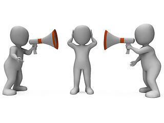 Image showing Loud Hailer Characters Show Megaphone Attention Explaining And B