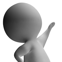 Image showing Pointing Up 3d Character Has His Hand Raised