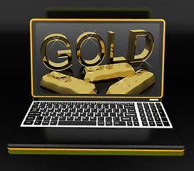 Image showing Gold On Laptop Showing Treasury