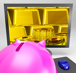 Image showing Gold Bars Screen Shows Investment And Success