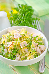 Image showing salad with chicken and cheese