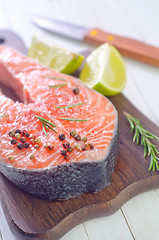 Image showing raw salmon steak