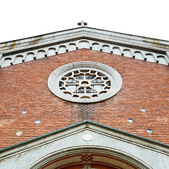 Image showing antique contruction in italy europe marble and rose window the w