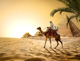 Image showing Pyramids in hot desert