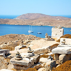 Image showing famous   in delos greece the historycal acropolis and old ruin s