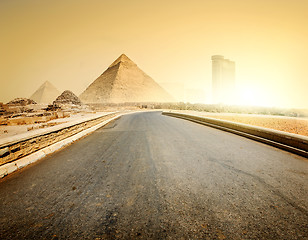 Image showing Road and pyramids