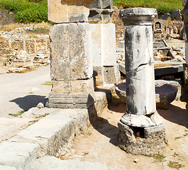 Image showing perge old construction in asia turkey the column  and the roman 