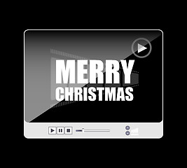 Image showing Flat design vector button. merry christmas words on media player