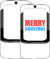 Image showing Smart phone with Merry Christmas greetings on the screen, Vector holiday card