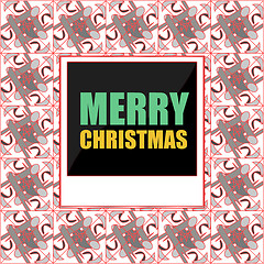 Image showing Merry Christmas lettering Greeting Card. Photo Frame. Vector illustration