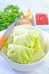 Image showing cabbage leaf with meat