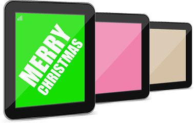 Image showing Smart phone with Merry Christmas greetings on the screen, Vector holiday card