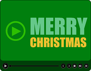 Image showing Flat design vector button. merry christmas words on media player