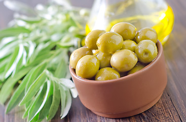 Image showing green olives