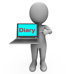 Image showing Diary Laptop Character Shows Online Reminder Or Scheduler