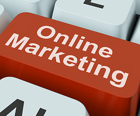 Image showing Online Marketing Key Shows Web Emarketing And Sales