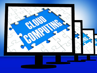 Image showing Cloud Computing On Monitors Showing System Networks