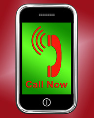 Image showing Call Now On Phone Shows Talk or Chat