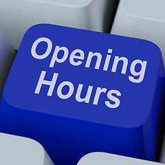 Image showing Opening Hours Key Shows Retail Business Open