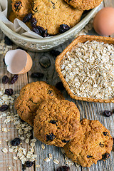 Image showing Appetizing homemade cookies with raisins.