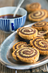 Image showing Two-color cookies for breakfast.