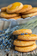 Image showing Shortbread cookies with lavender.
