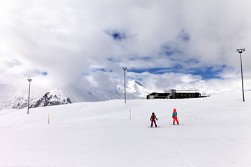 Image showing Ski slope in cloudy day