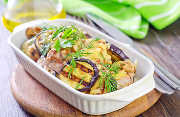Image showing eggplants with meat and cheese