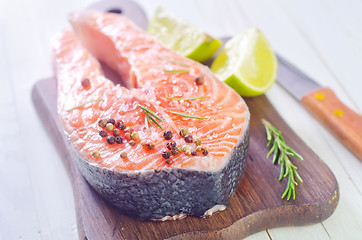 Image showing raw salmon steak