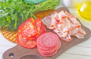 Image showing salami and bacon