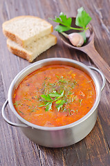 Image showing soup with meat and rice