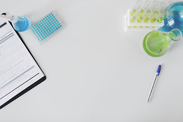 Image showing close up of scientific laboratory table with stuff