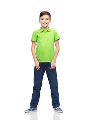 Image showing happy boy in green polo t-shirt