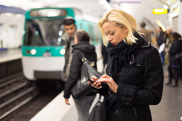 Image showing Woman on a subway station.