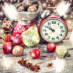 Image showing Christmas card with alarm clock