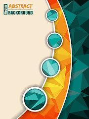 Image showing Abstract turquoise brochure with orange transparent stripe