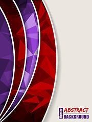 Image showing Abstract purple brochure with light and dark polygons and red tr