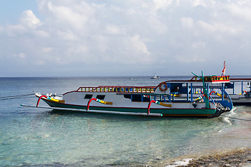 Image showing dream beach with boat, Bali Indonesia, Nusa Penida island