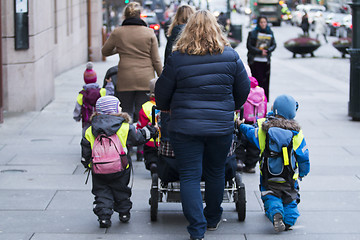 Image showing Female with Pram