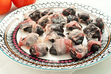 Image showing 
Prunes wrapped in bacon and baked