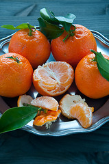 Image showing Mandarin orange fruit typical of winter