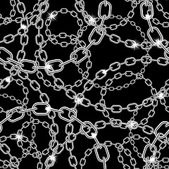 Image showing Silver chain on black.  seamless 