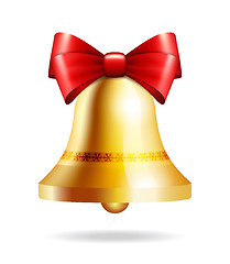 Image showing golden bell with a red bow