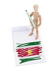 Image showing Wooden mannequin made a drawing - Suriname