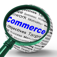 Image showing Commerce Magnifier Definition Means Commercial Trade And Busines