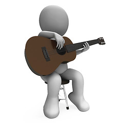 Image showing Acoustic Guitar Character Shows Guitarist Music And Performance