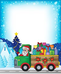 Image showing Frame with Christmas truck theme 1