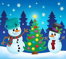 Image showing Christmas snowmen theme image 1