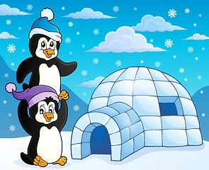 Image showing Igloo with penguins theme 3